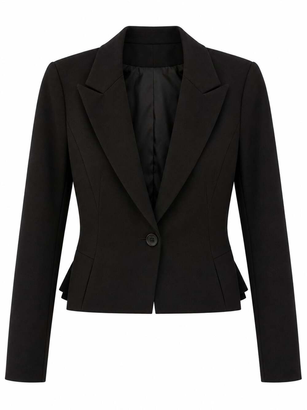 Autograph Design Studio Black Stretch Cutaway Peplum Blazer Jacket Size 4 SSG-00